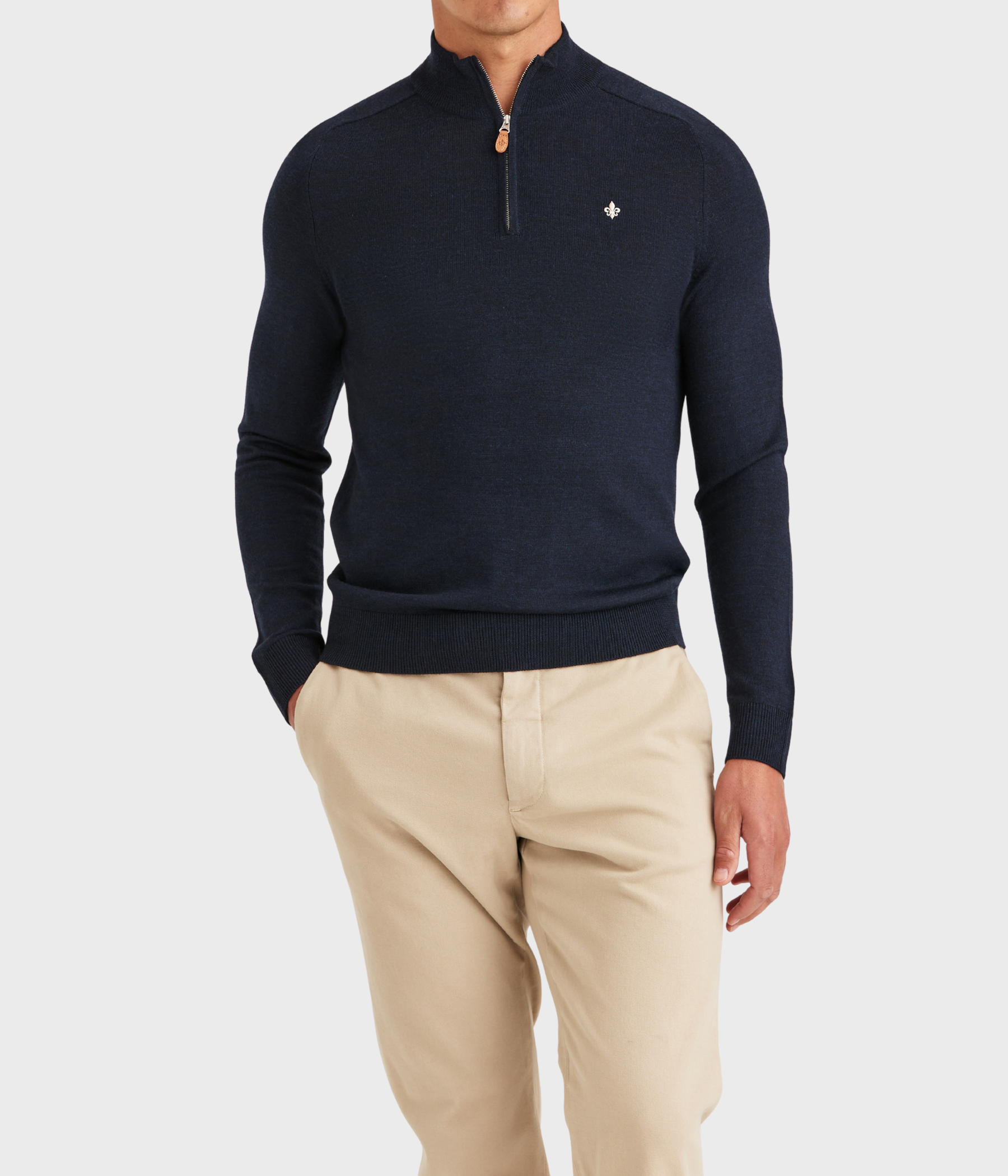 Merino John Zip. (60 Navy)