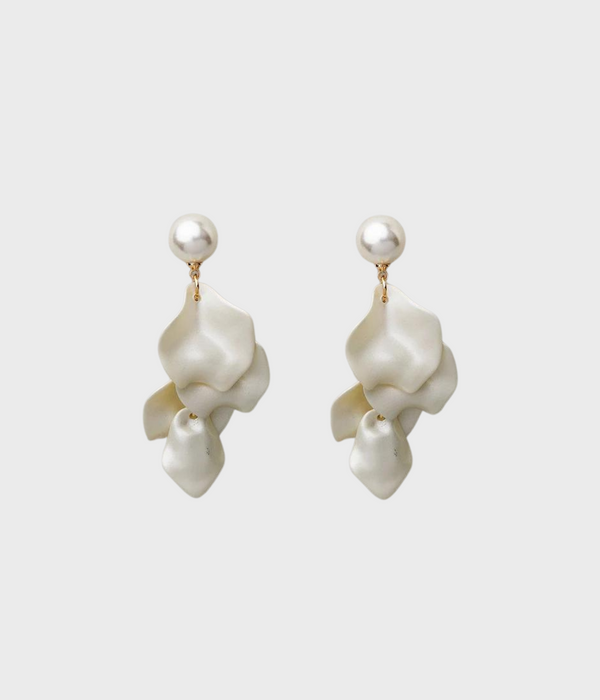 Pearl Leaf Earrings (WHITE)
