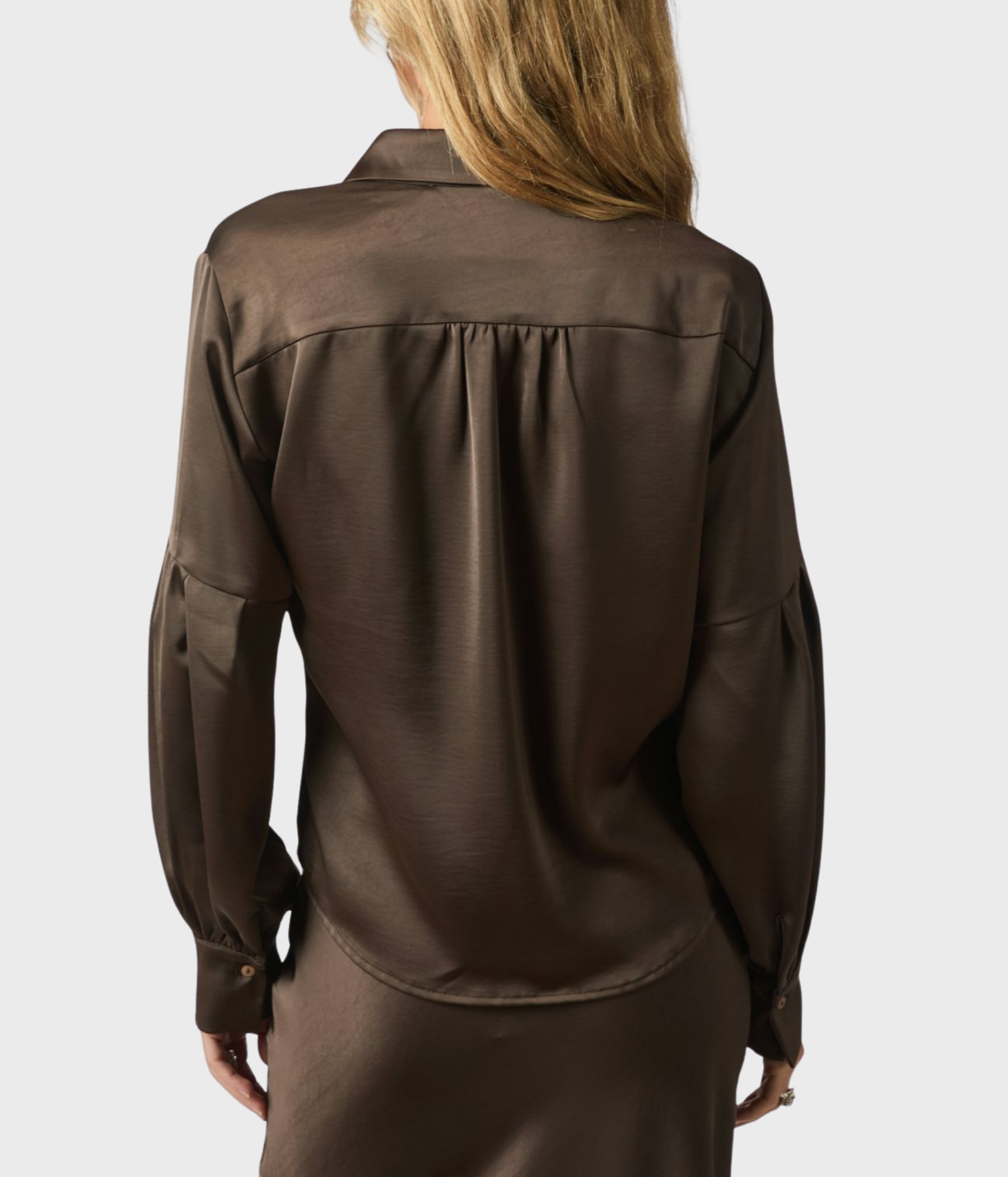 Naja Satin Shirt (676 DARK BROWN)