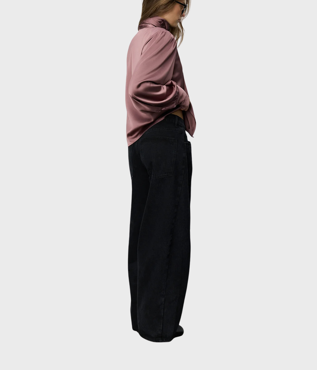 Carinasw Balloon Sleeve Satin Shirt (7172 Dusty Plum)
