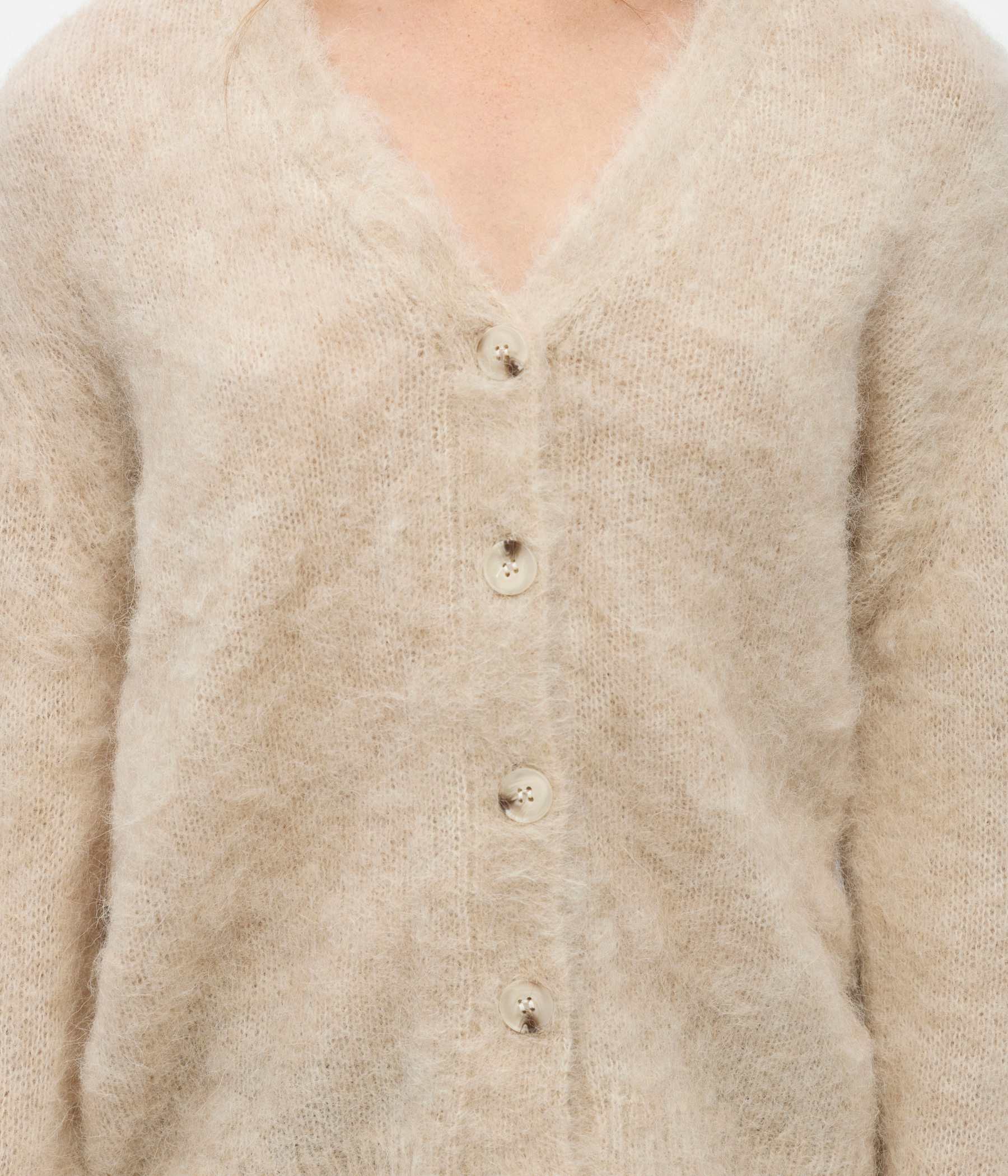 Objharry L/S Lo Knit Cardigan Noos (Birch Detail:MELANGE)