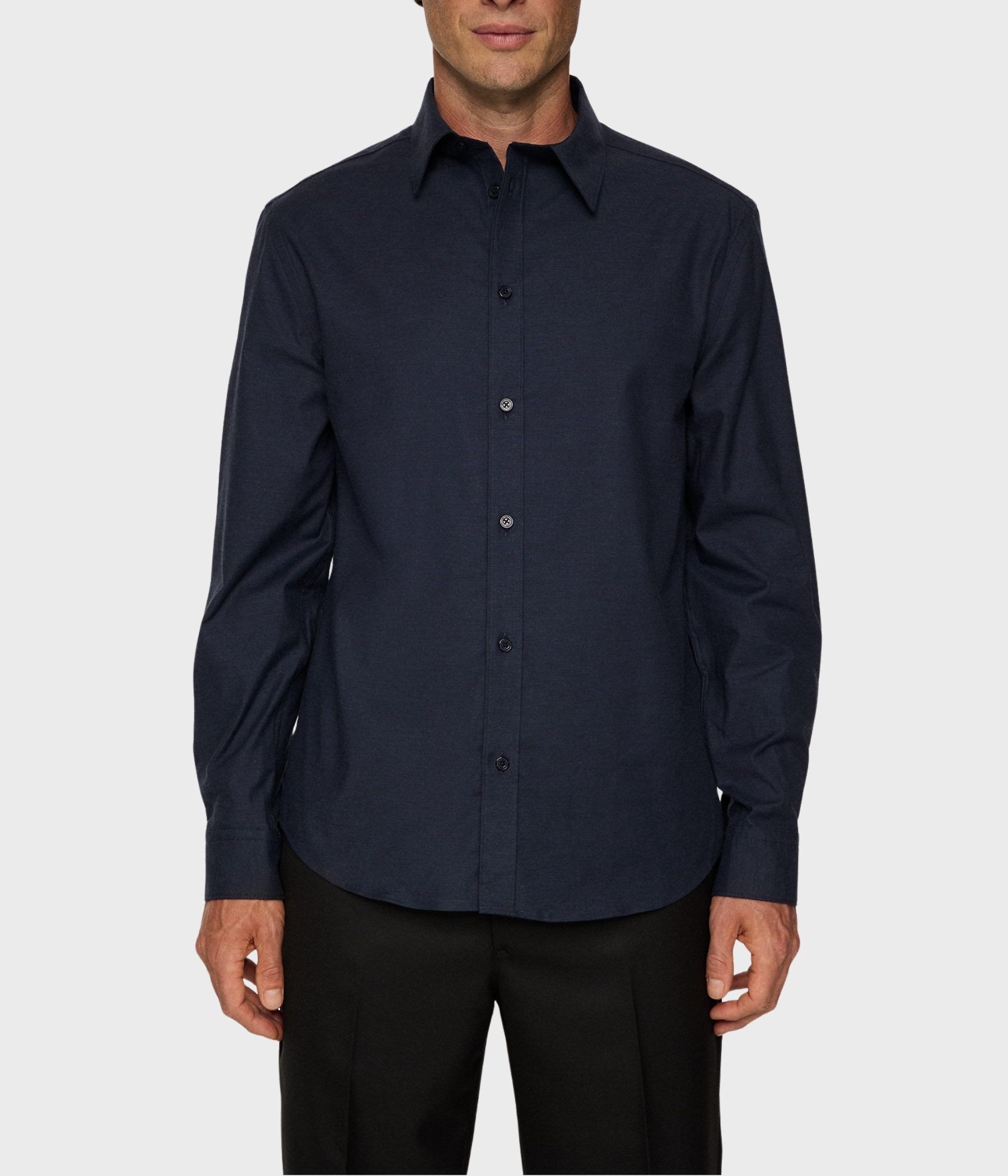 Slim Light Flannel Shirt. (6855 JL Navy)