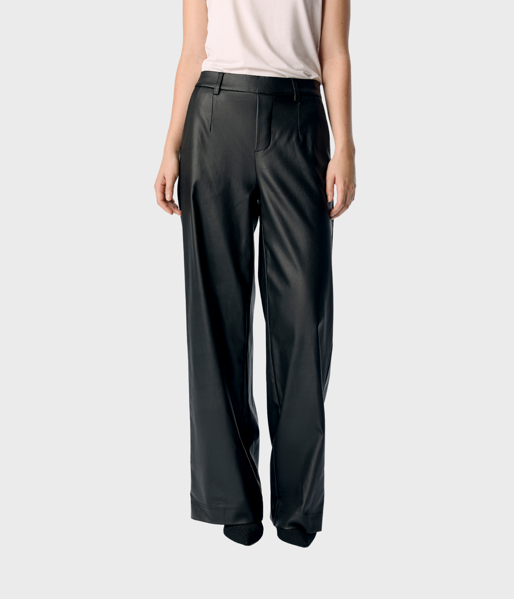 OBJMELBA LISA WIDE COATED PANT 135 DIV (Black)