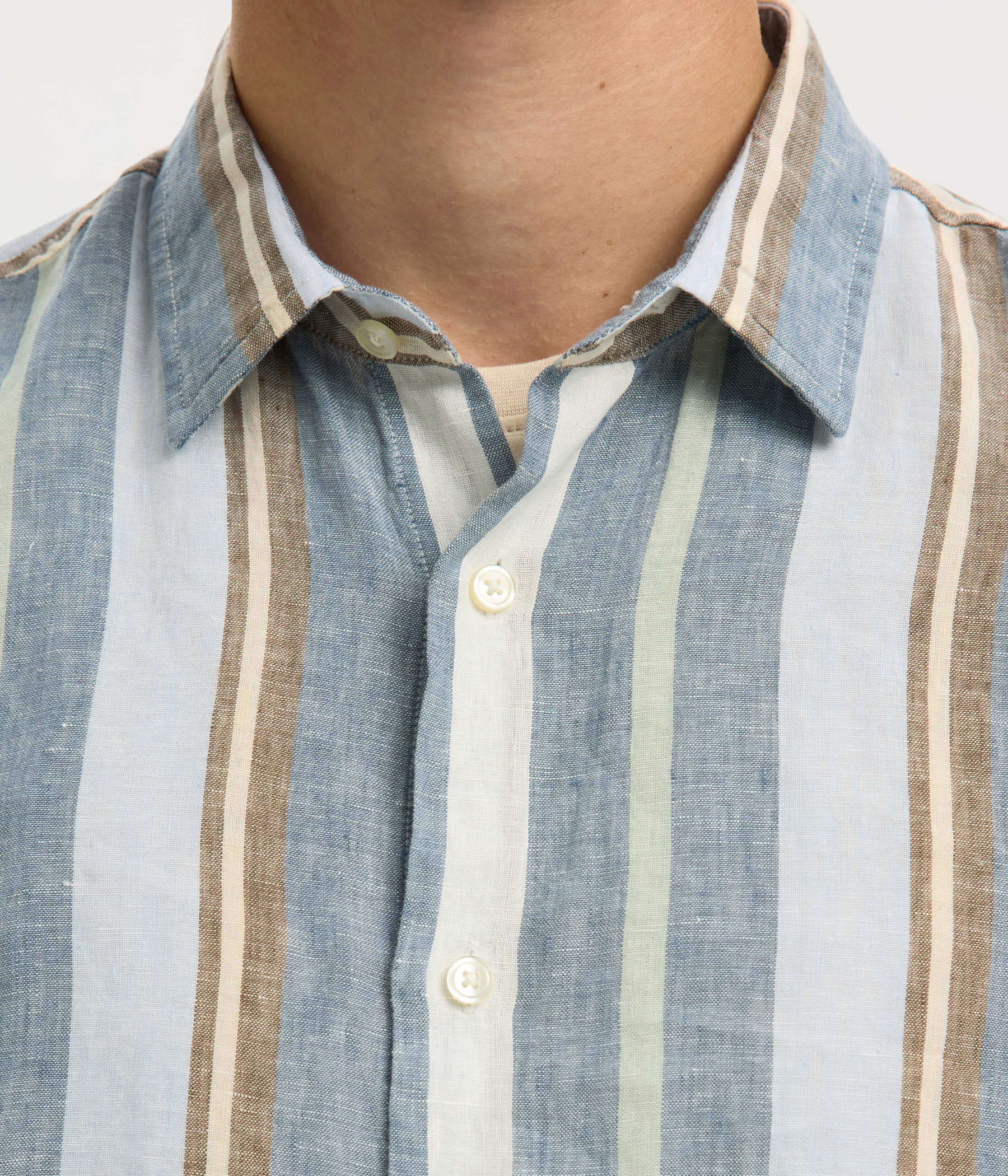 SLHREGKYLIAN LINEN LS SHIRT (Blue Mirage Stripes:Wide Multi) - D.O. Design Only