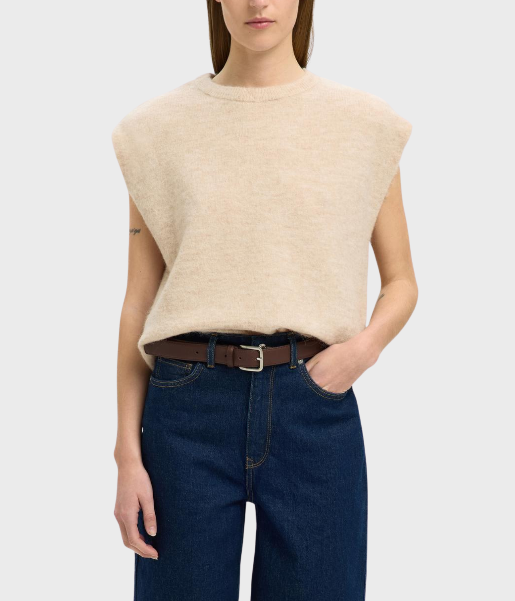 SLFLULU SL KNIT VEST (Birch Detail:MELANGE)