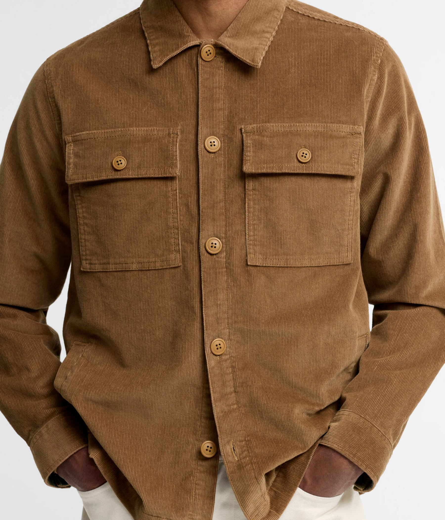 Barbour Tartan Trimmed Cord Overshirt (SN31 Sandstone)
