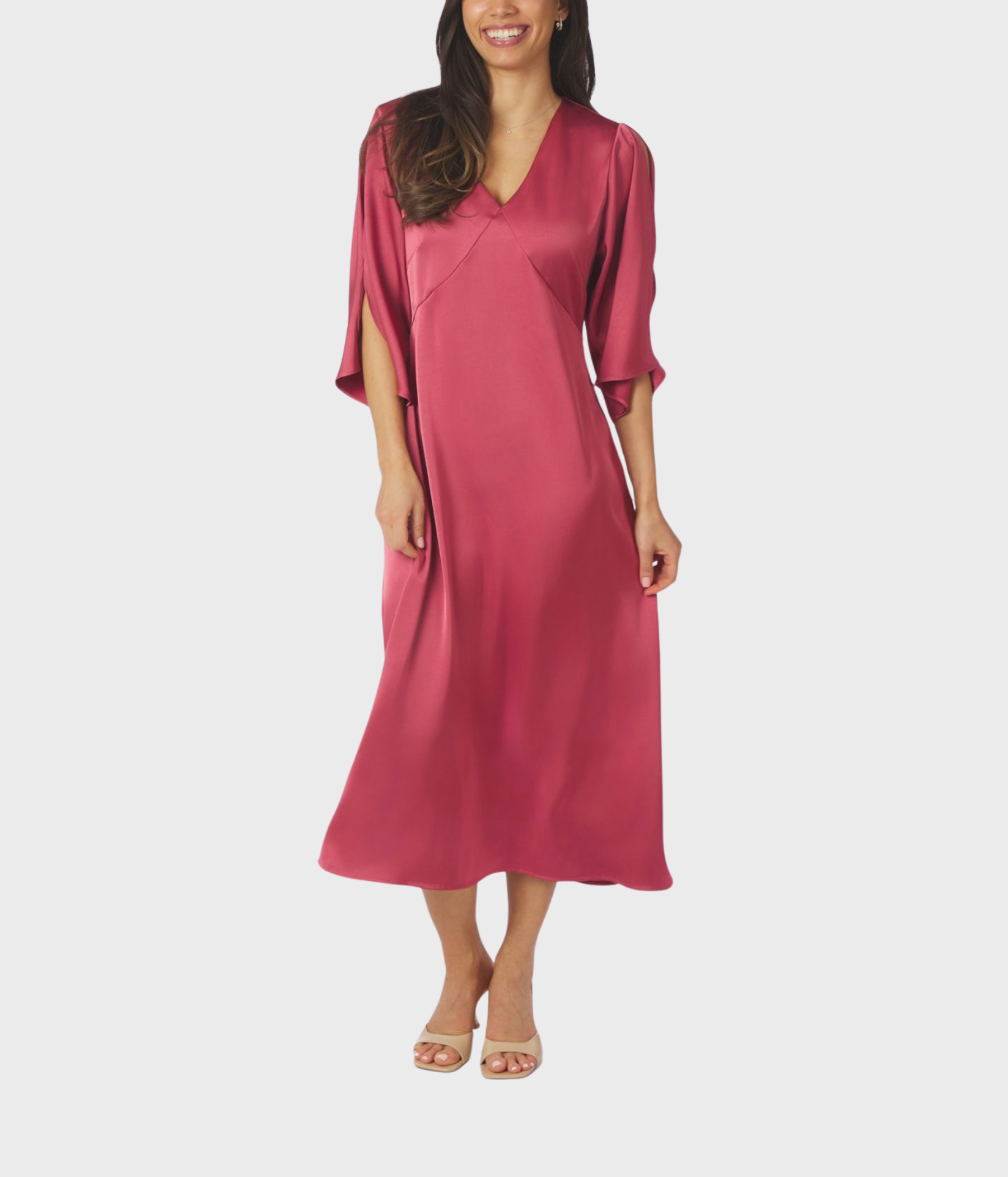 Remara Heavy Sateen Dress (430 Cherry Pink)