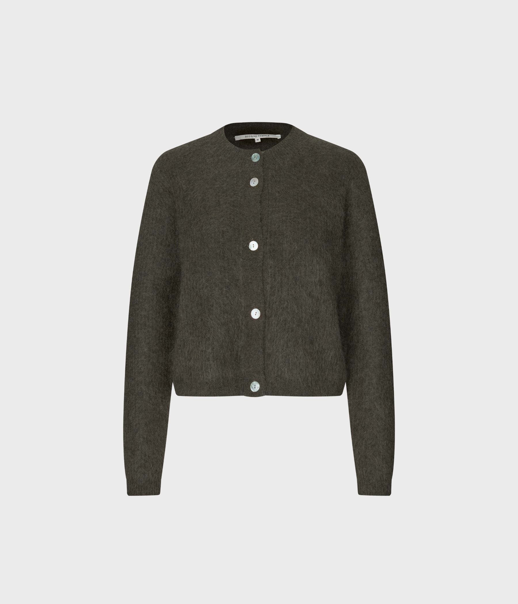 Andrea Knit Rib Ls Cardigan (Black Olive)