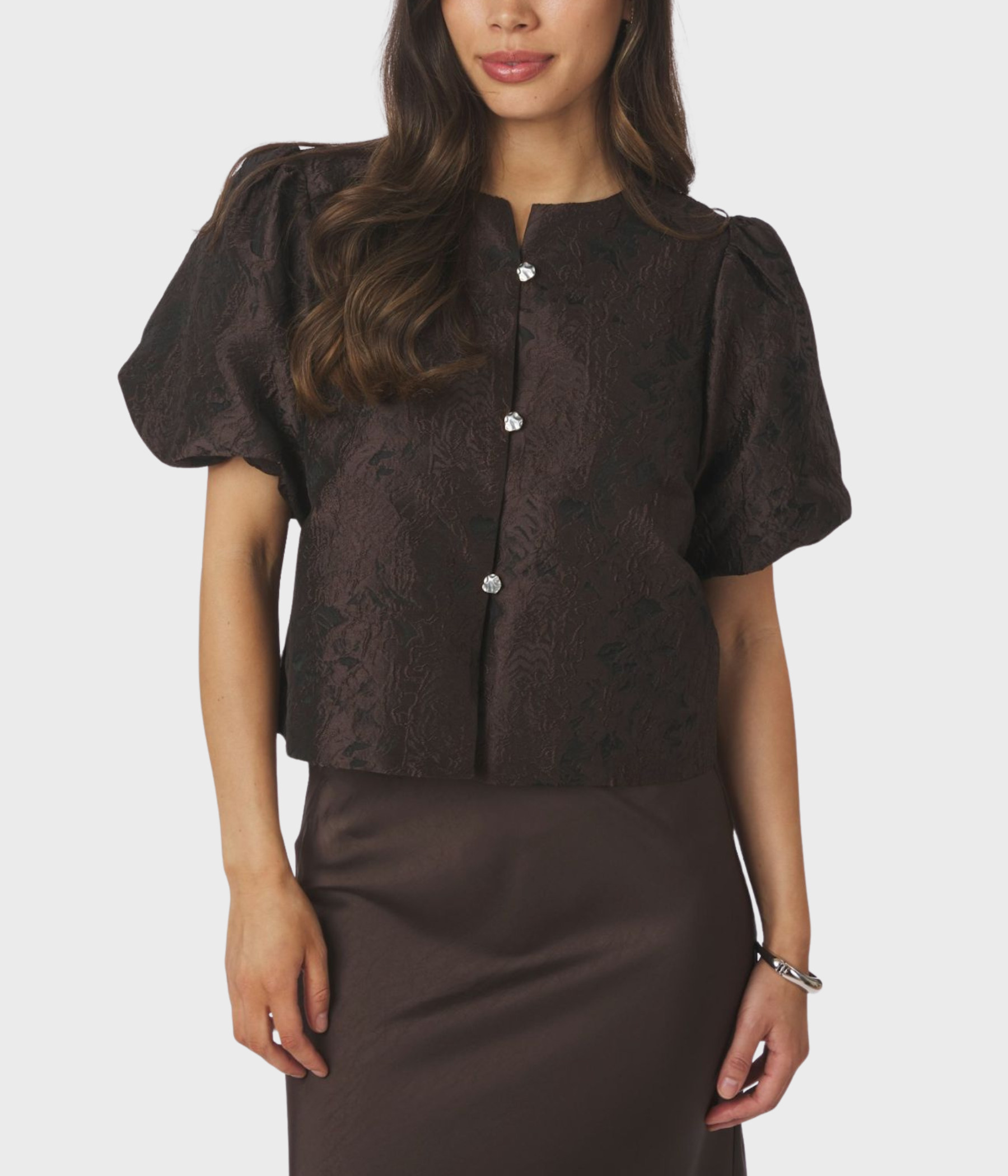 Aisa Brocade Blouse (DARK BROWN)