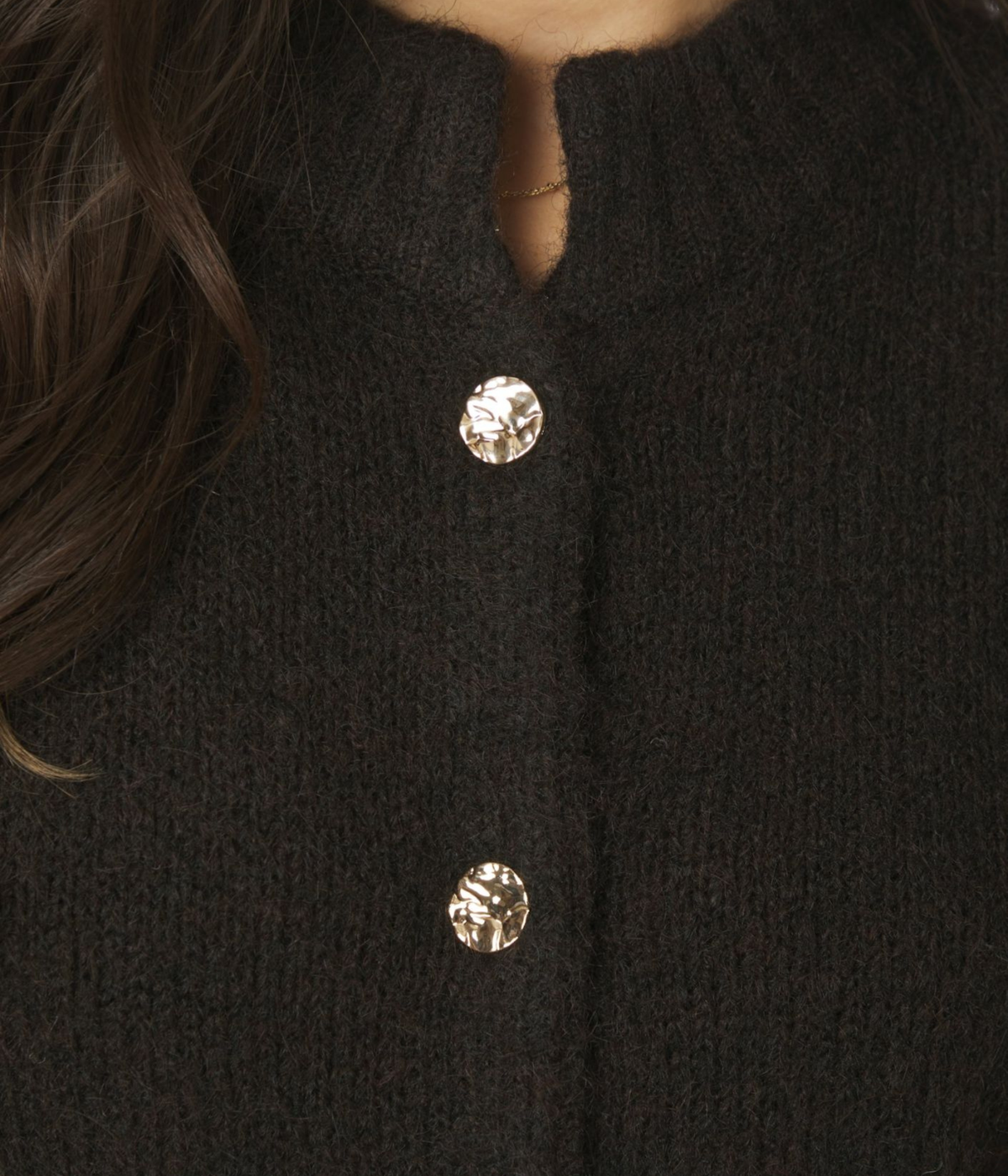 Taura Fluffy Knit Cardigan. (DARK BROWN)