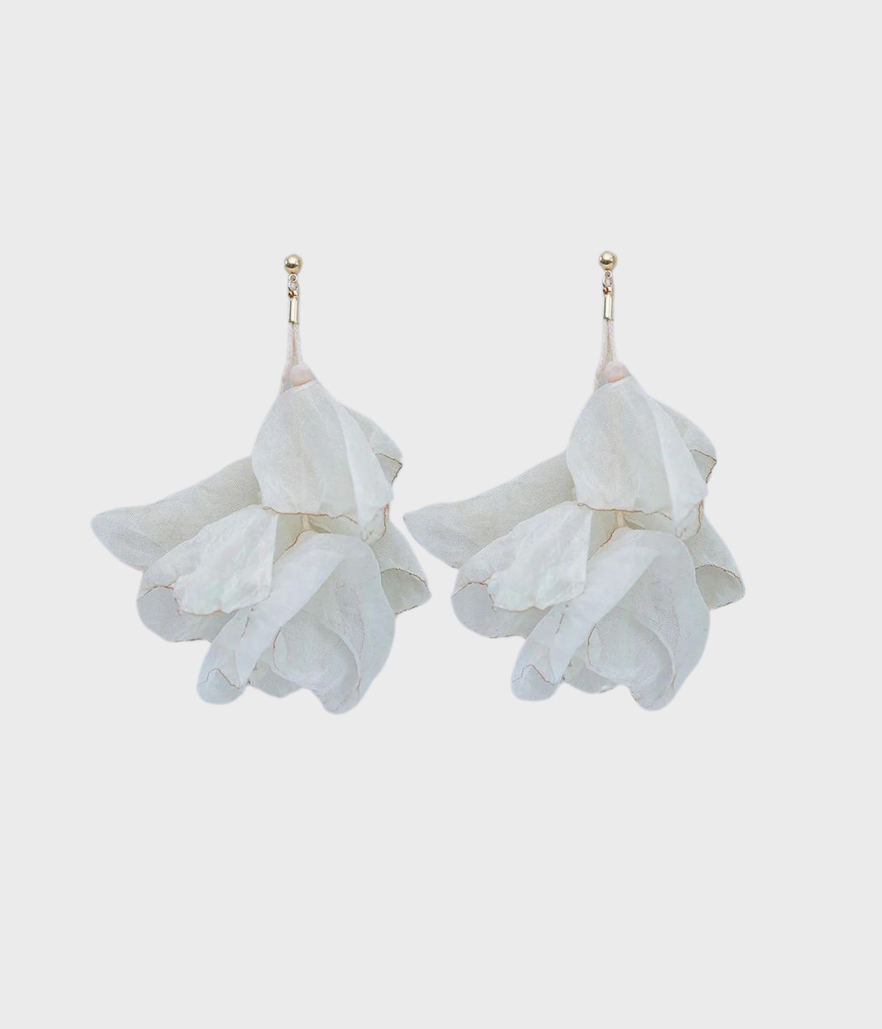 Flowy Earrings Beige W Gold (Beige w gold)