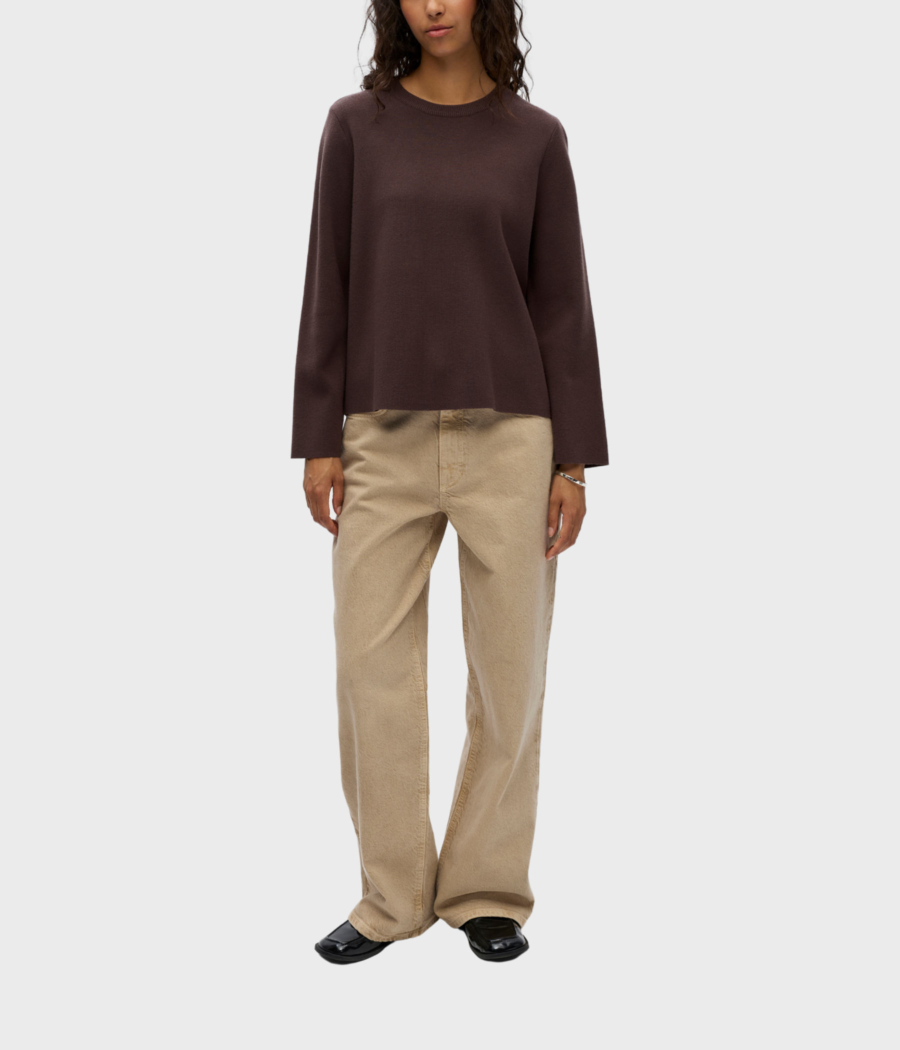 Objreynard Square Sleeve O-Neck Noos. (Seal Brown)