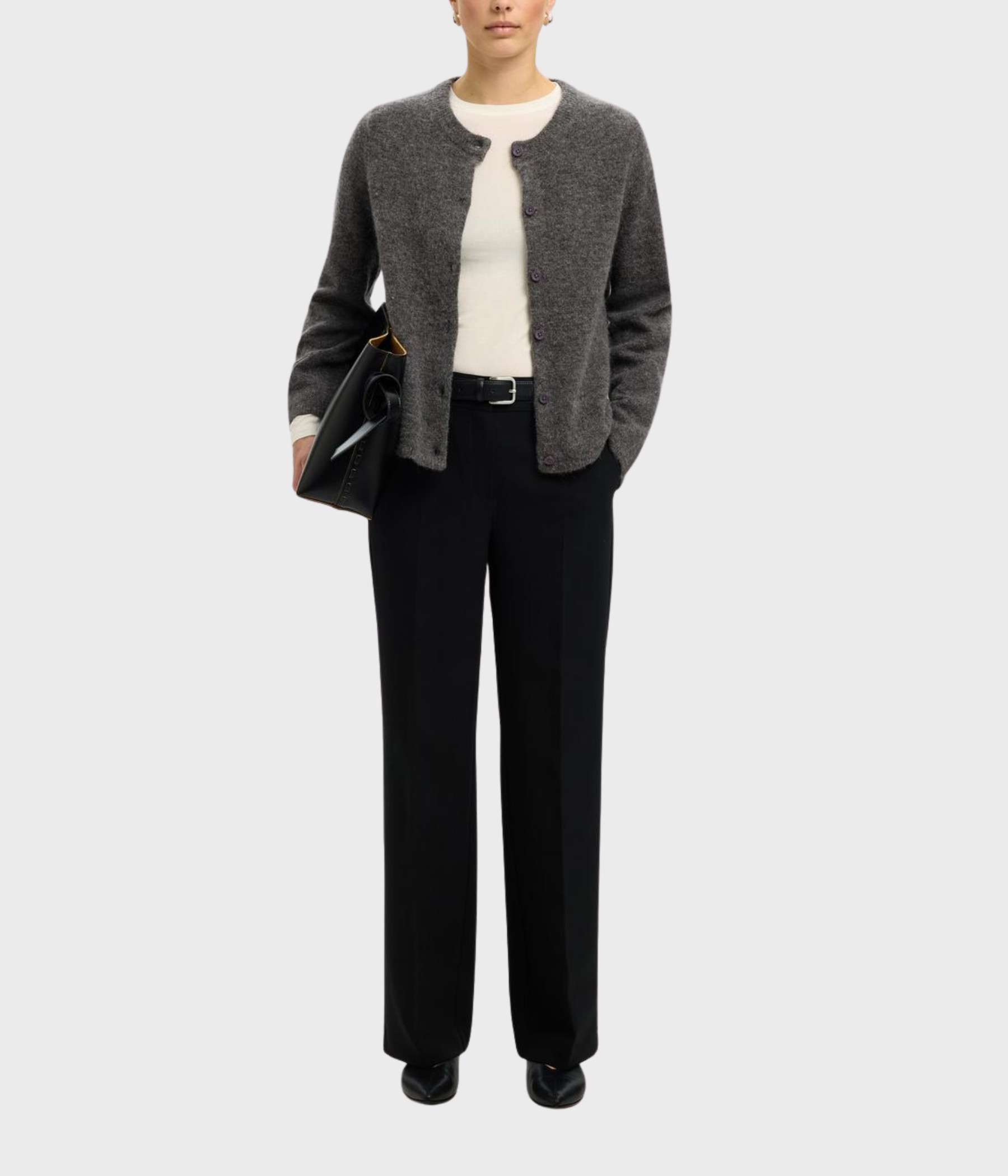 SLFLULU NEW LS KNIT CARDIGAN NOOS (Medium Grey Melange)