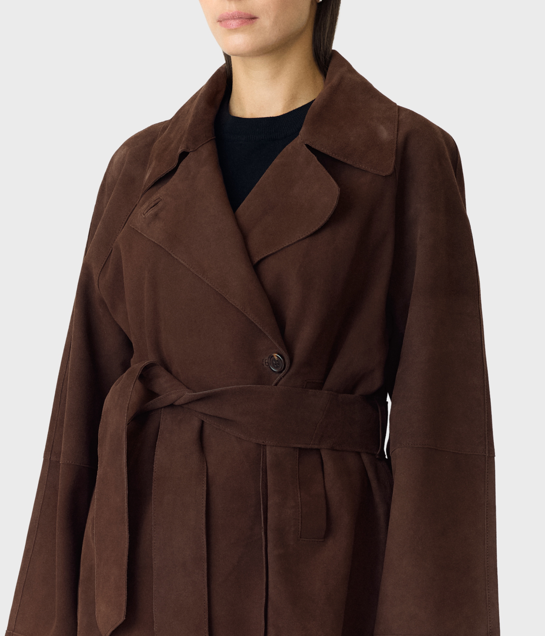 Yasruna Ls Suede Kimono Jacket (Coffee Bean)