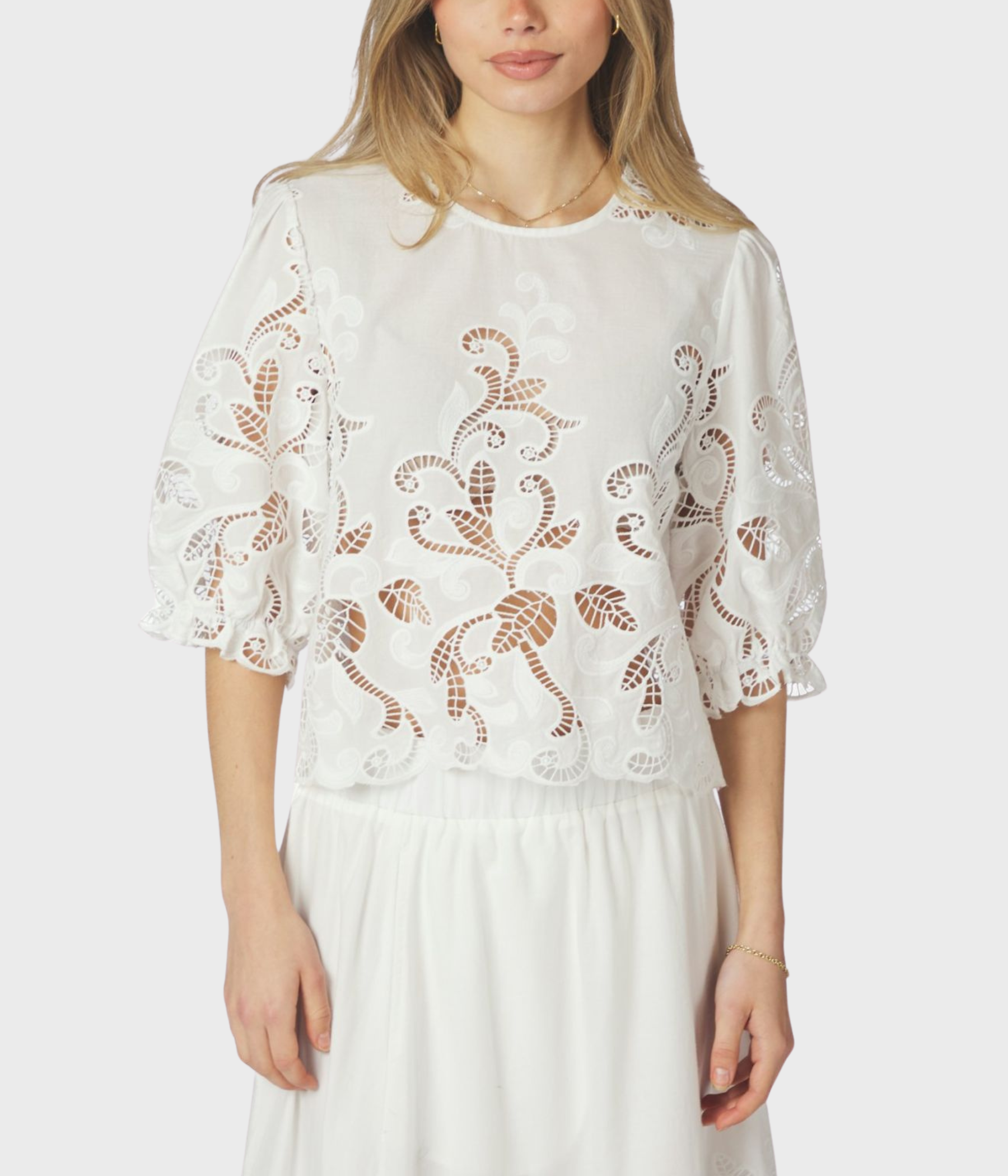 Fia Embroidery Blouse (120 White)
