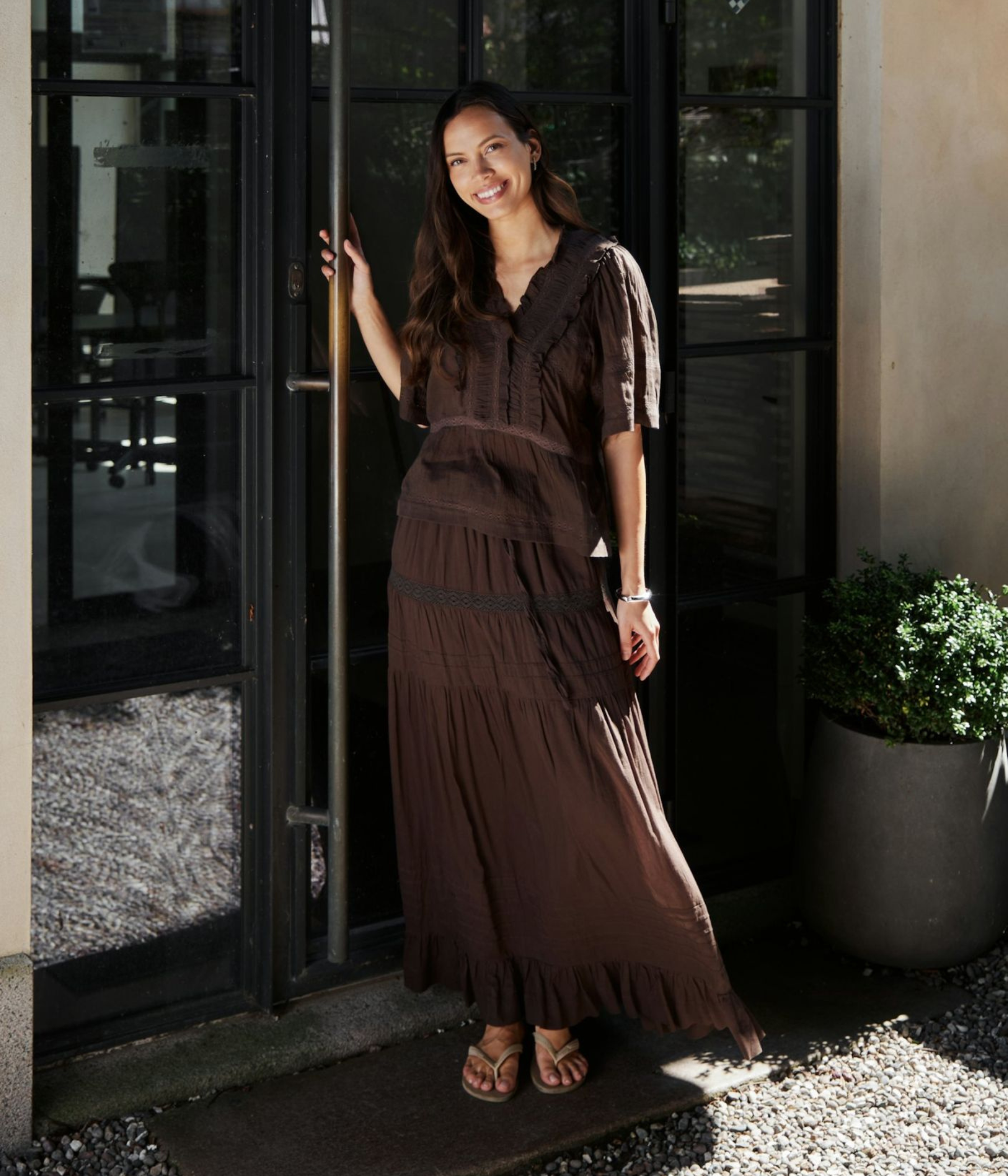 Evienne S Voile Top (676 DARK BROWN)