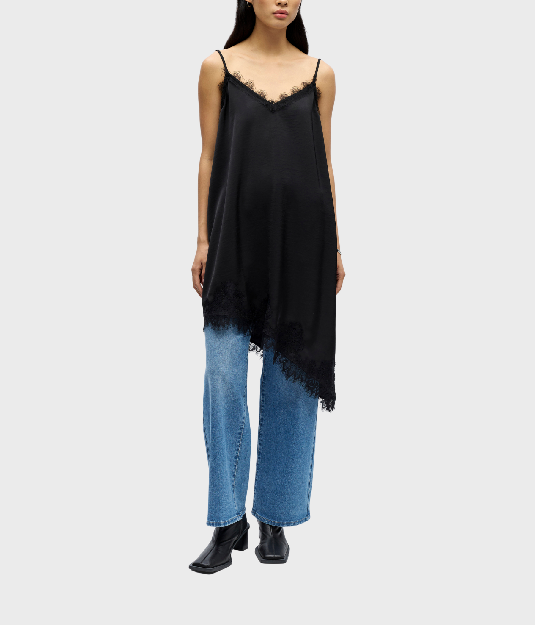 OBJNALINE REG SLIP LACE DRESS E VIP 26 (Black)