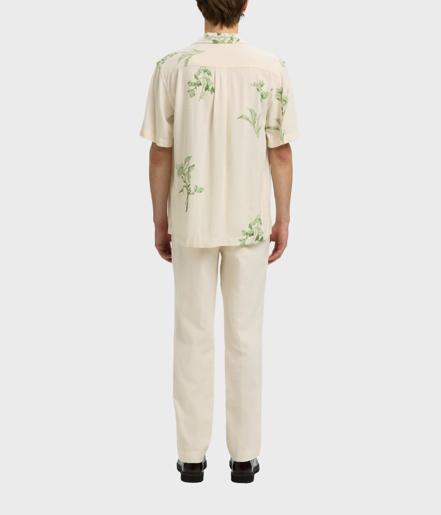 Slhregterry Aop Ss Shirt (Egret AOP:Aspen Green Florals)