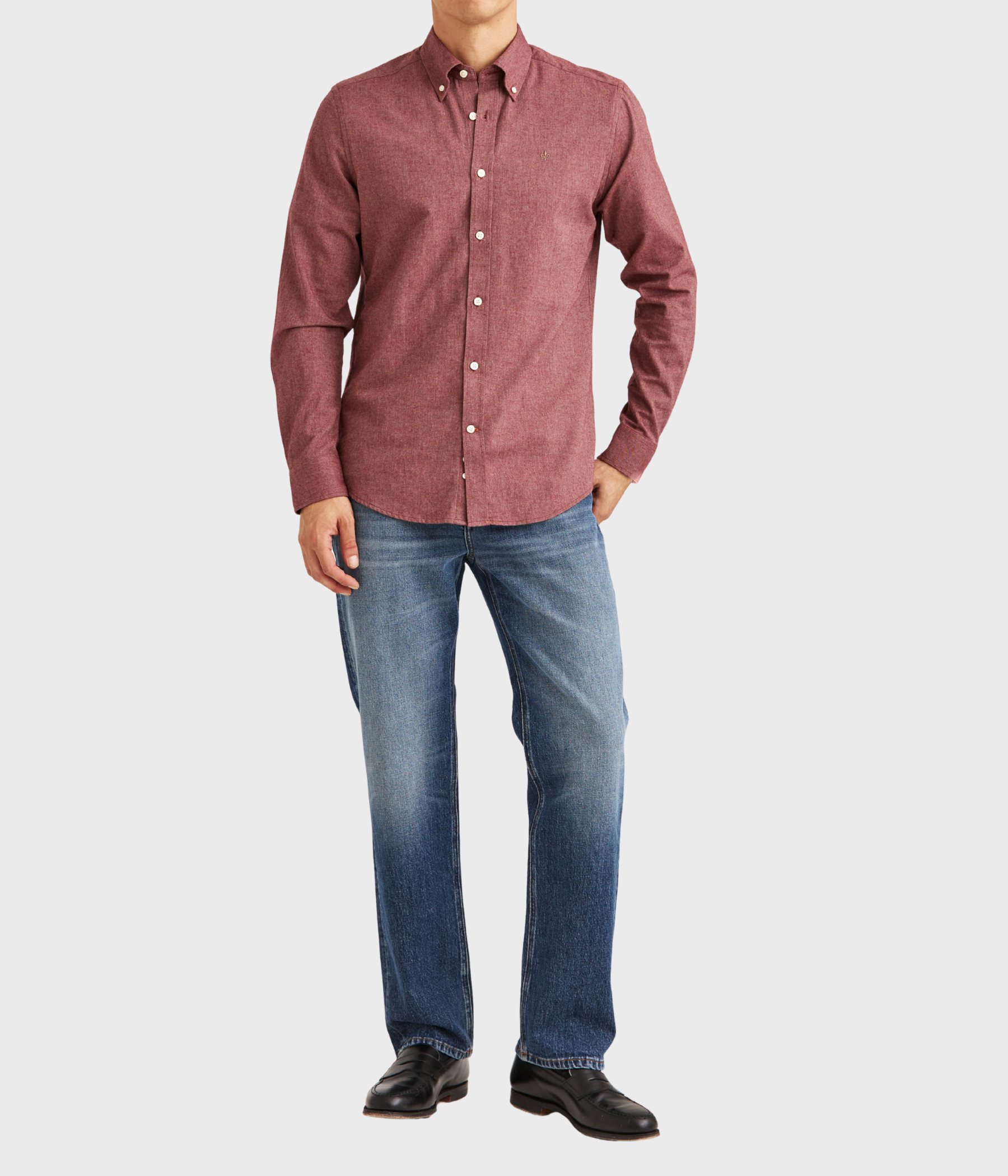 Watts Flannel Shirt-Slim Fit (47 Wine Red)