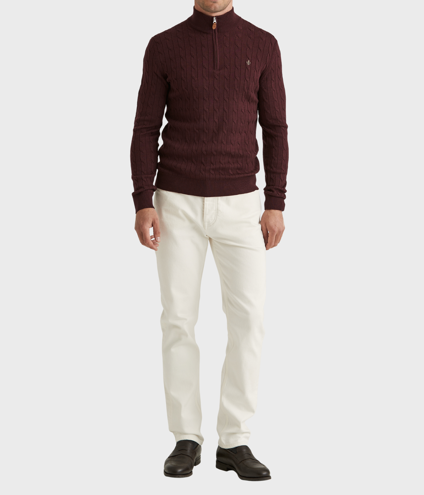Merino Cable John Zip. (45 Wine Red)