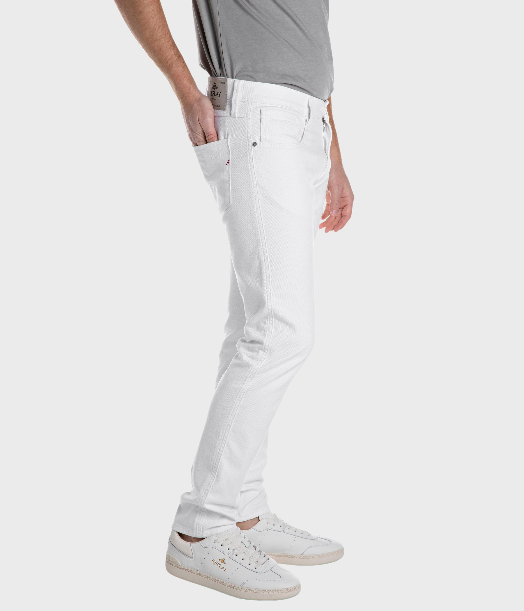 Trousers ANBASS C-Stretch (001 WHITE Optical white garment dyed wash)