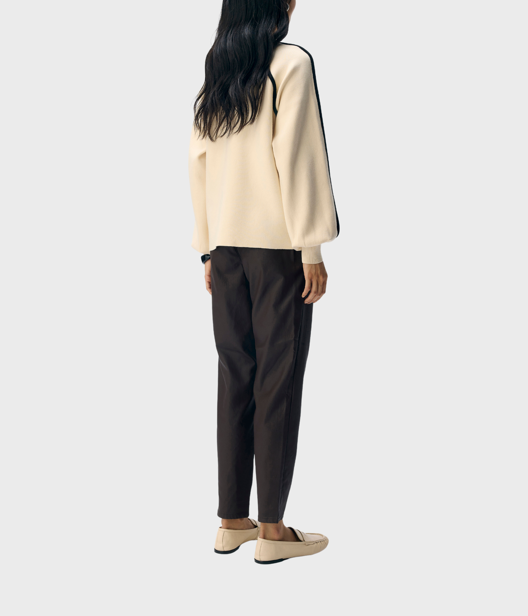 OBJREYNARD LS LO CONTRAST PULLOVER DIV (Sandshell Detail:Black tape)