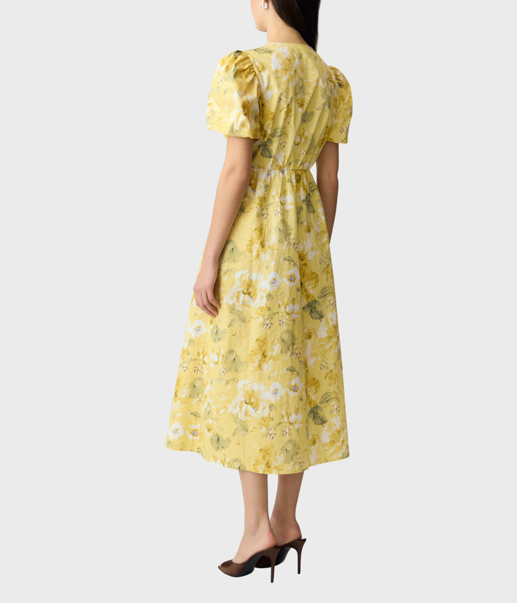 Yasstray Ss Midi Dress (Pale Banana AOP:Lemon print)