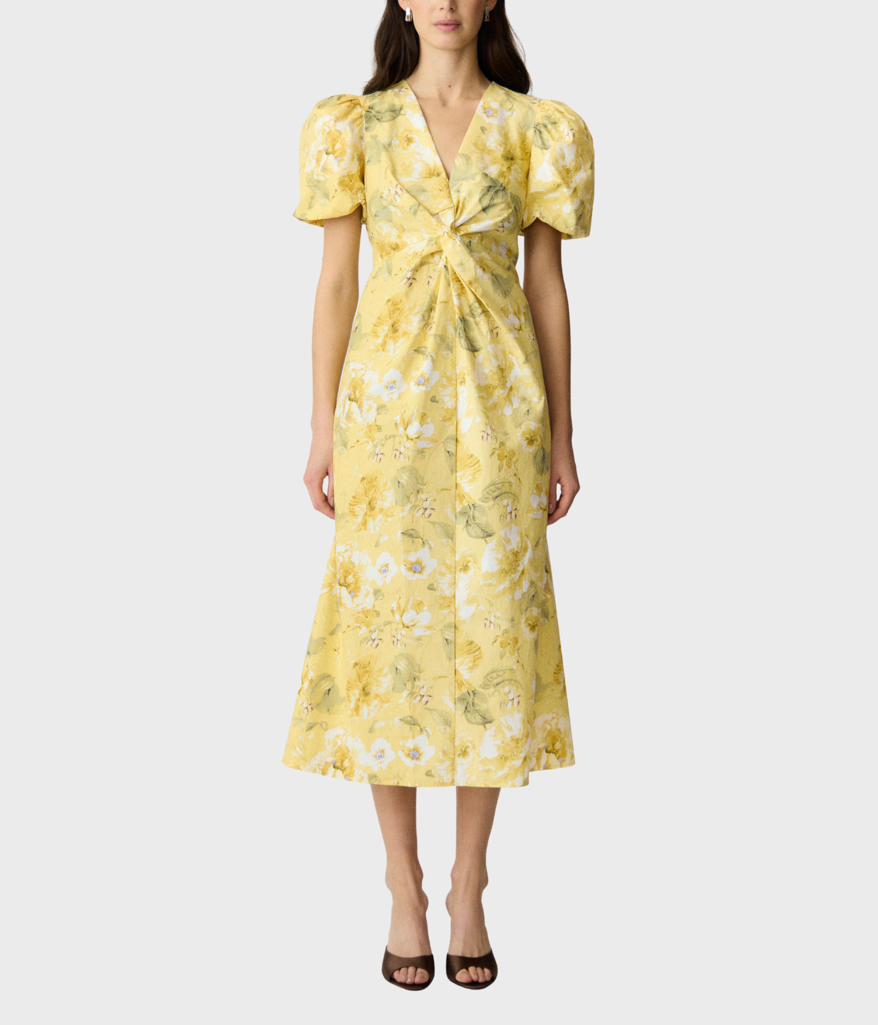 Yasstray Ss Midi Dress (Pale Banana AOP:Lemon print)
