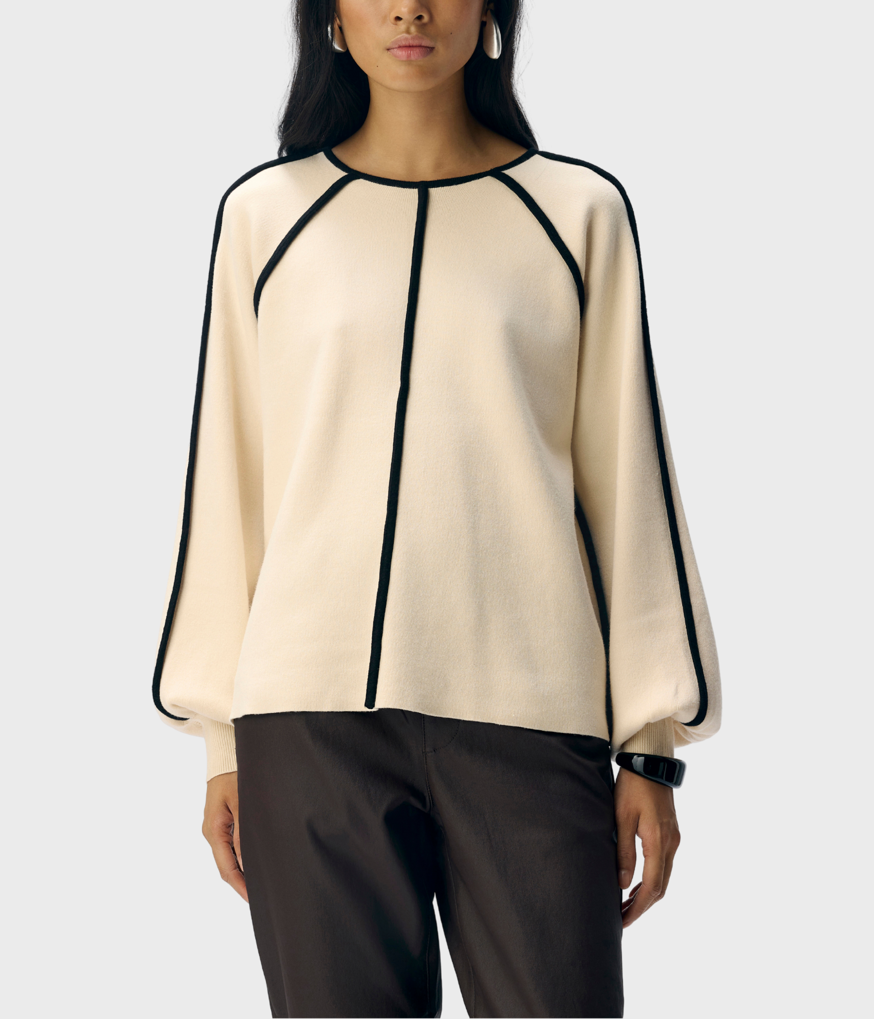 OBJREYNARD LS LO CONTRAST PULLOVER DIV (Sandshell Detail:Black tape)