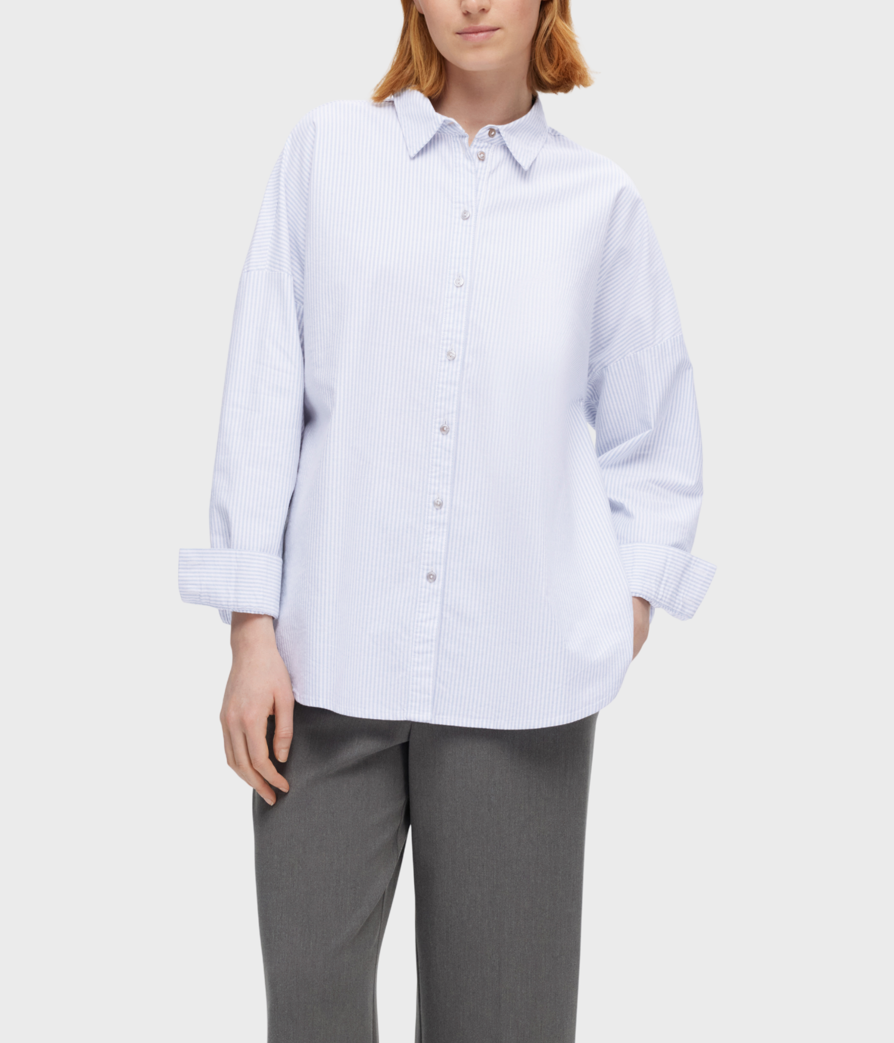 Slfnova Ls Oxford Shirt Noos. (Bright White Stripes:ENDLESS SKY) - D.O. Design Only
