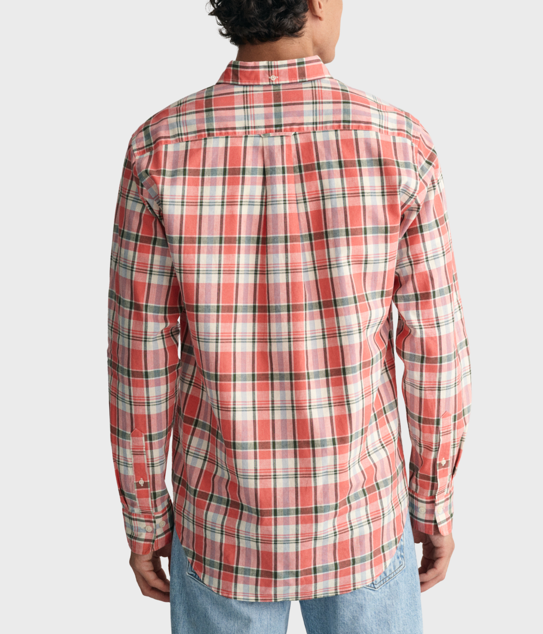 REG COTTON LINEN CHECK SHIRT (628 SUNSET PINK)