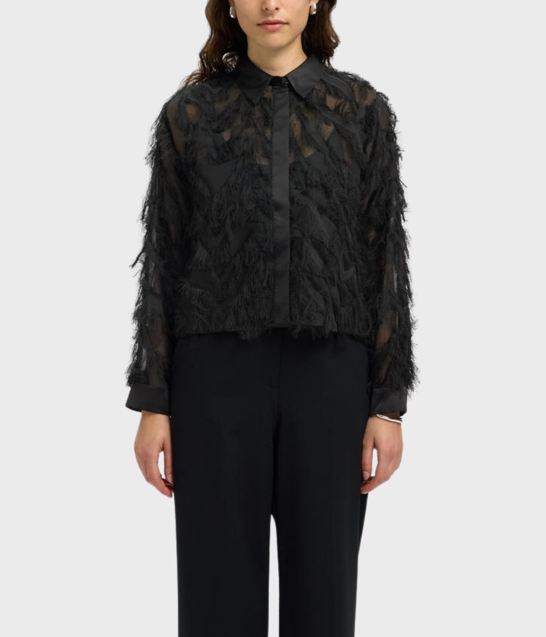 SLFMYLINE LS FLUFFY CROPPED SHIRT B (Black)