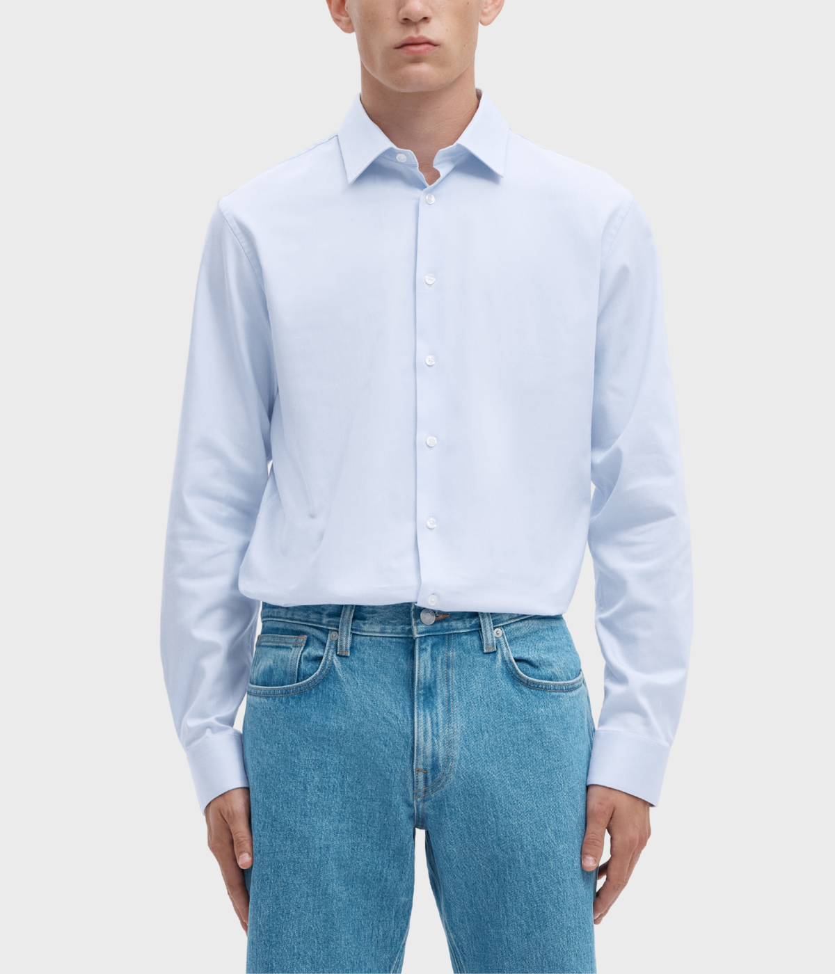 Slhslim-Performance Shirt Ls Noos. (Light Blue)