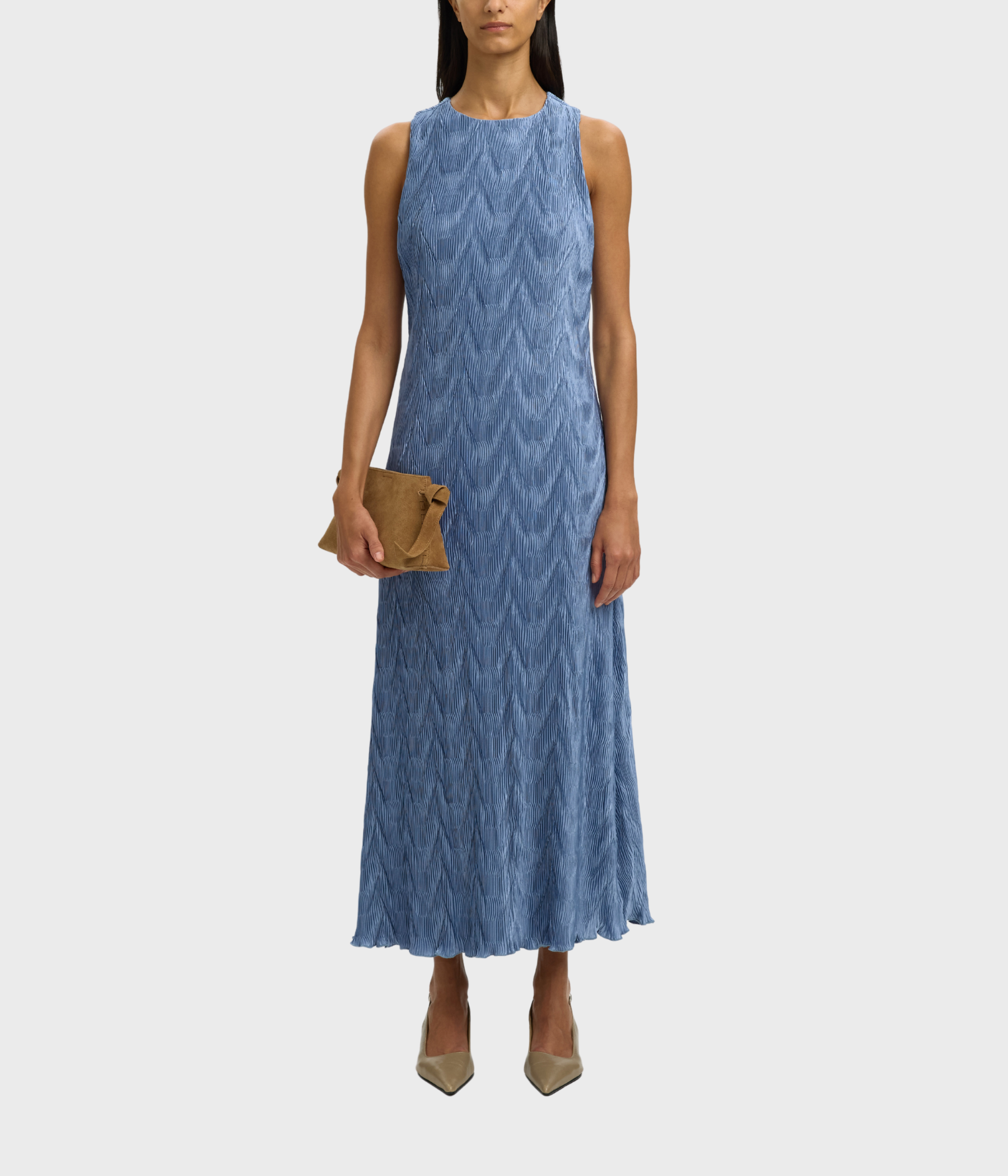 Slfanya Sl Regular Ankle Plisse Dress B (Dusty Blue)