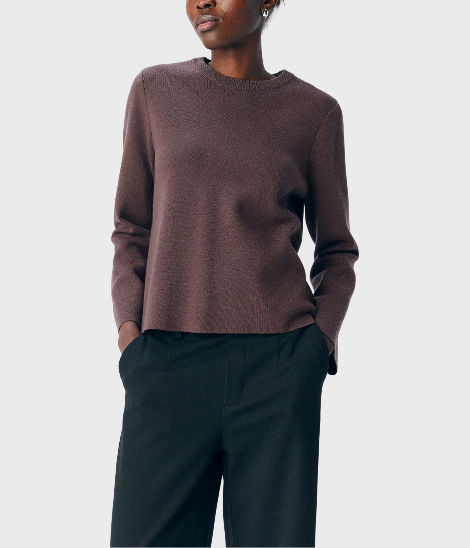 OBJREYNARD SQUARE SLEEVE O-NECK NOOS (Seal Brown)