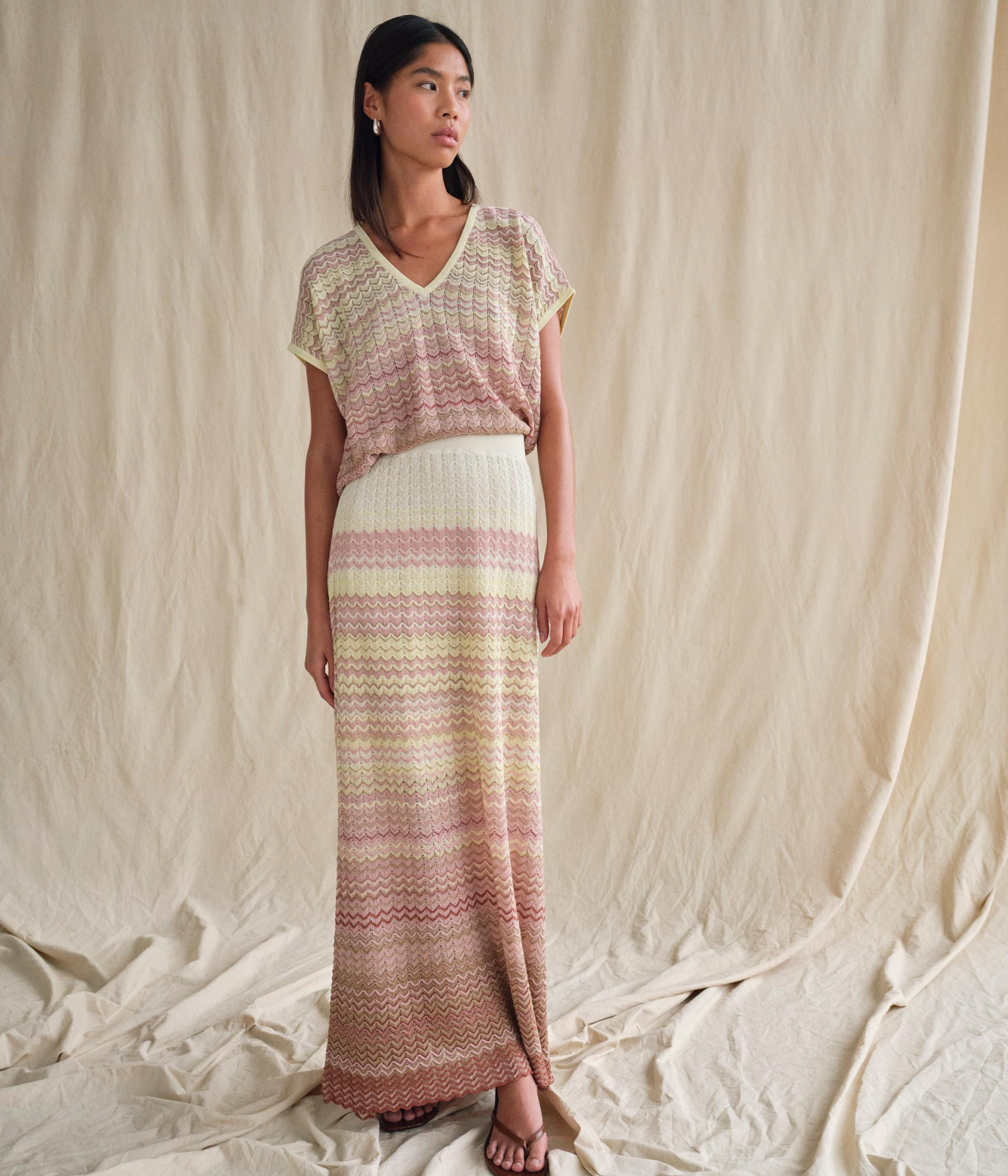 Mmhopi Zig Zag Knit Skirt (354 Powder Pink)