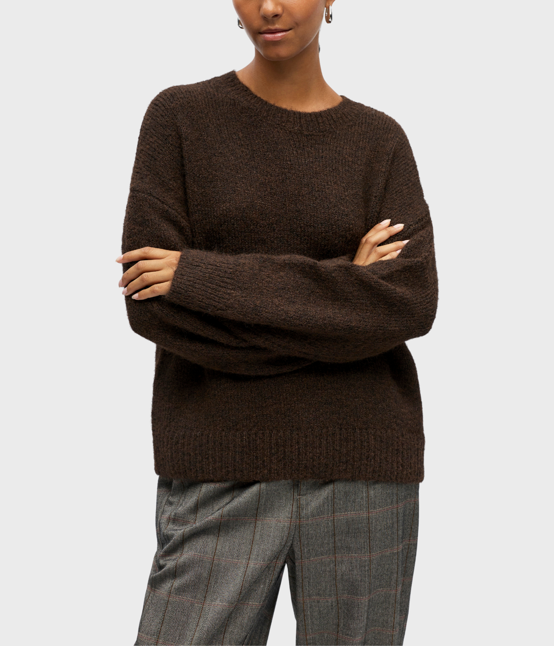 OBJSAGGIA LS LO PULLOVER E WI 24 (Seal Brown Detail:melange)