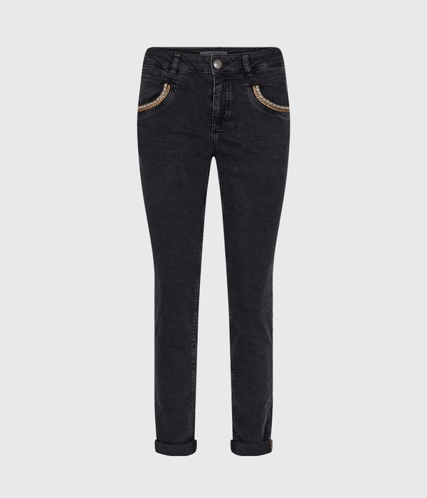 mörkgrå jeans med snygga detaljer dam
