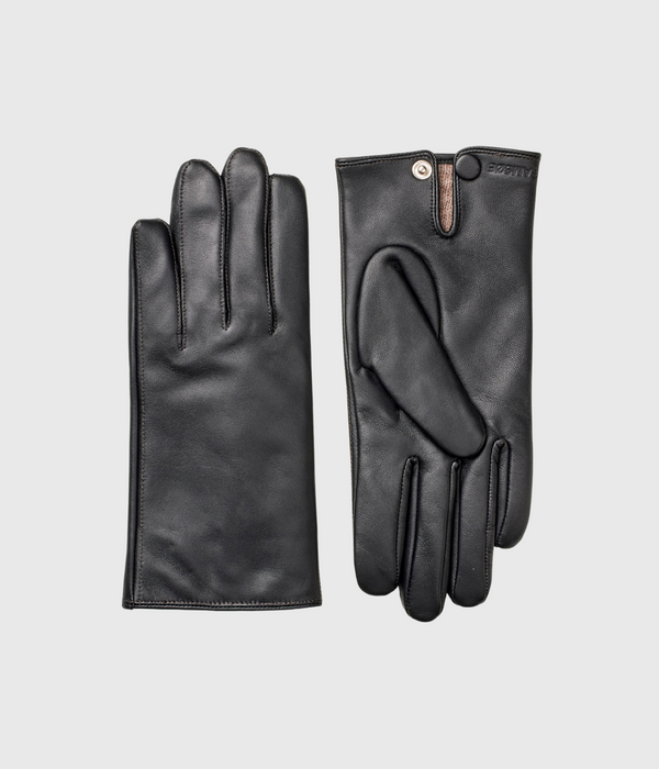 svarta handskar i skinn