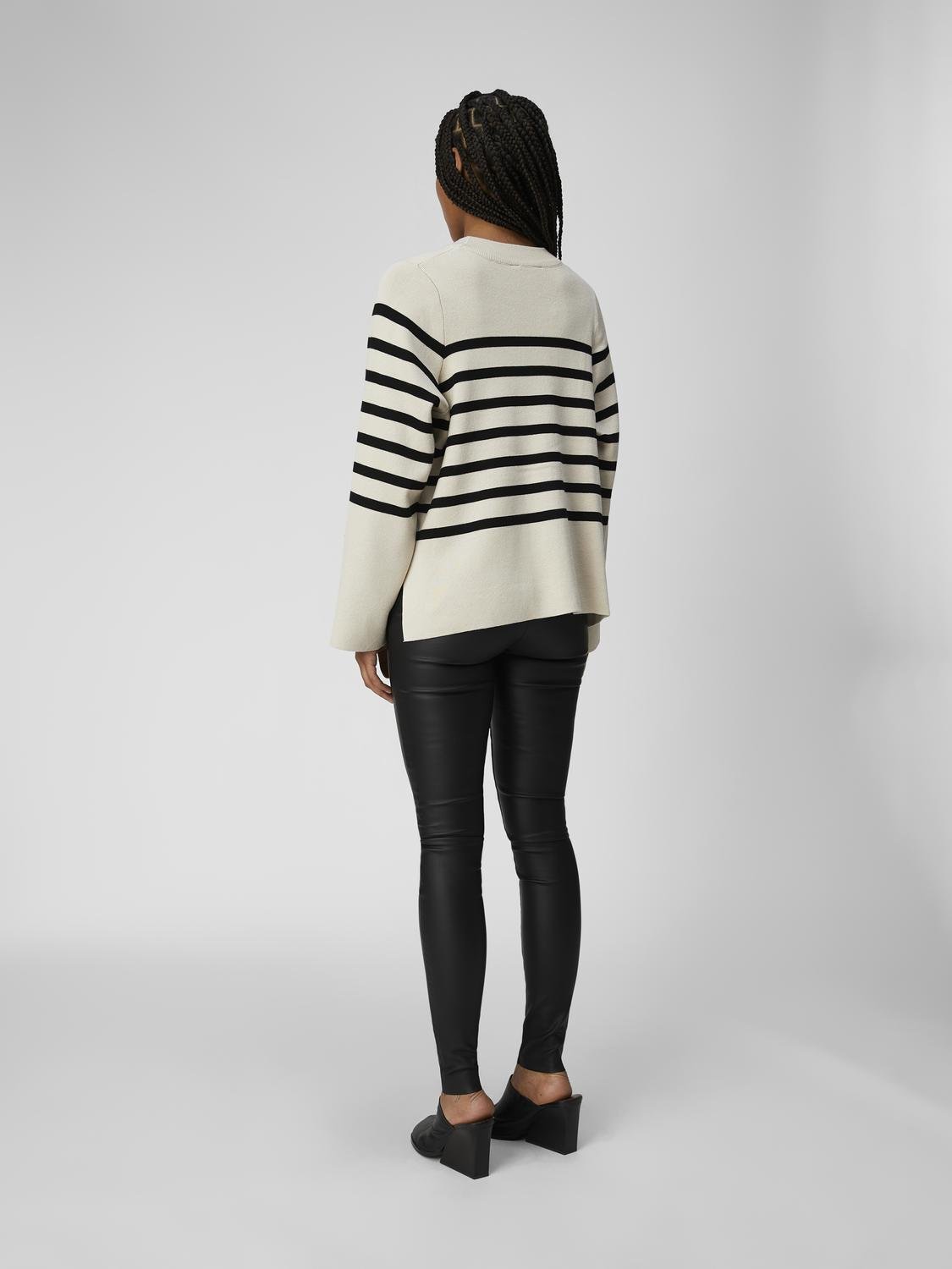 OBJESTER LS CARDIGAN A DIV (Black Stripes:Sandshell)