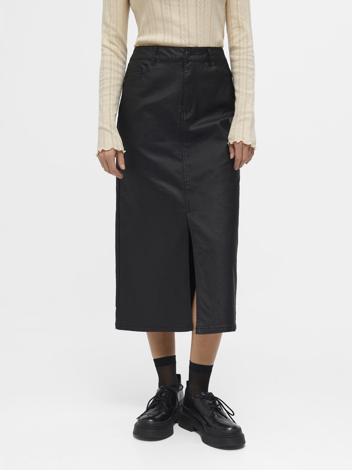 OBJNAYA COATED MW SKIRT NOOS (BLACK)