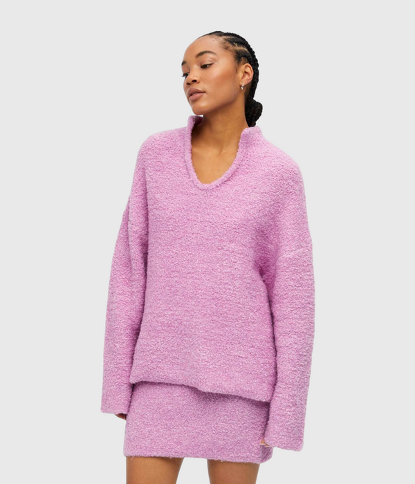 OBJFRILL L/S LONG KNIT PULLOVER 128 (Orchid Detail:Melange)