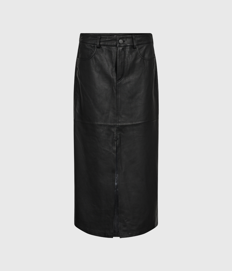 Phoebecc Leather Slit Skirt (96 Black)