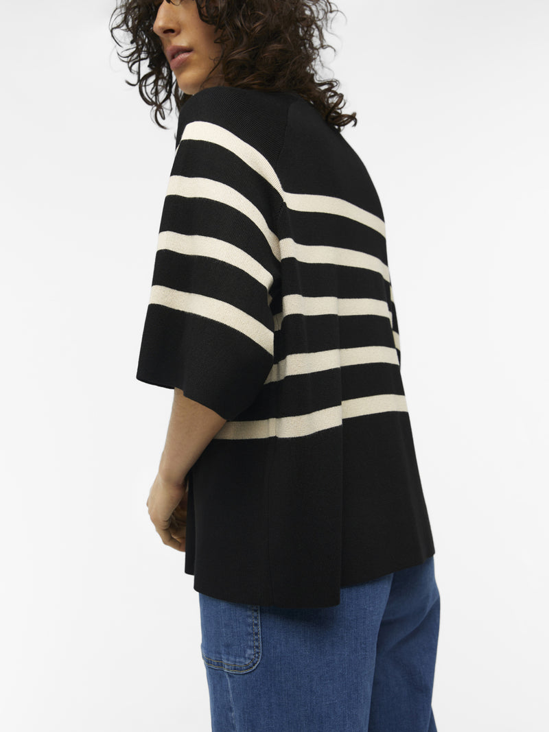 OBJESTER 2/4 KNIT PULLOVER NOOS (Black Stripes:Sandshell)