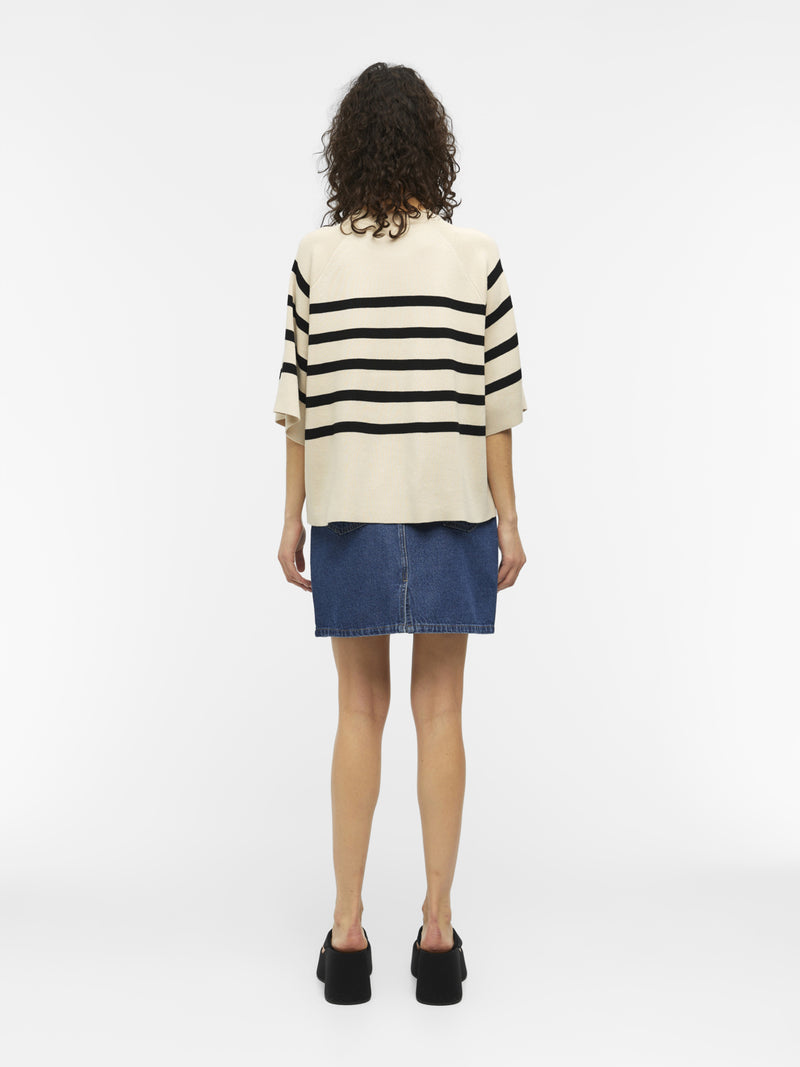OBJESTER 2/4 KNIT PULLOVER NOOS (Sandshell Stripes:Black)
