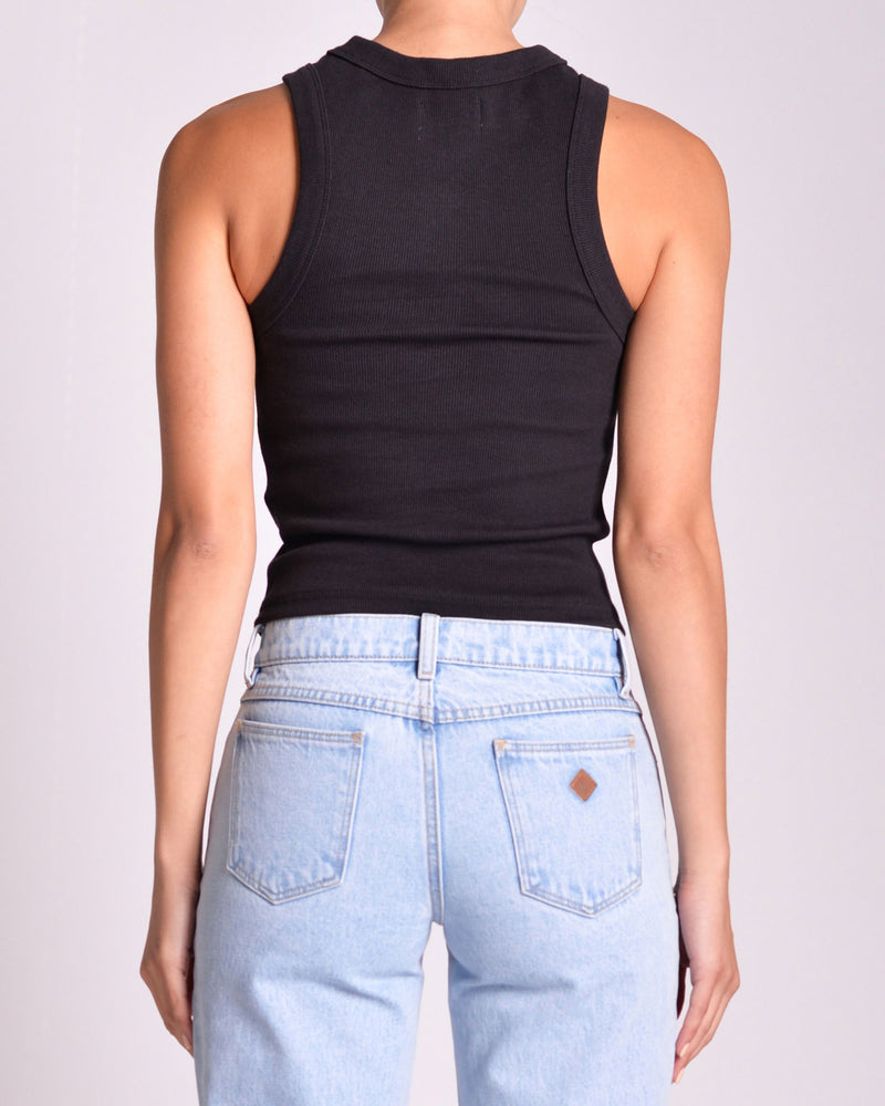 HEATHER LONG LINE SINGLET (100 Black)