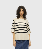 OBJESTER 2/4 KNIT PULLOVER NOOS (Sandshell Stripes:Black)