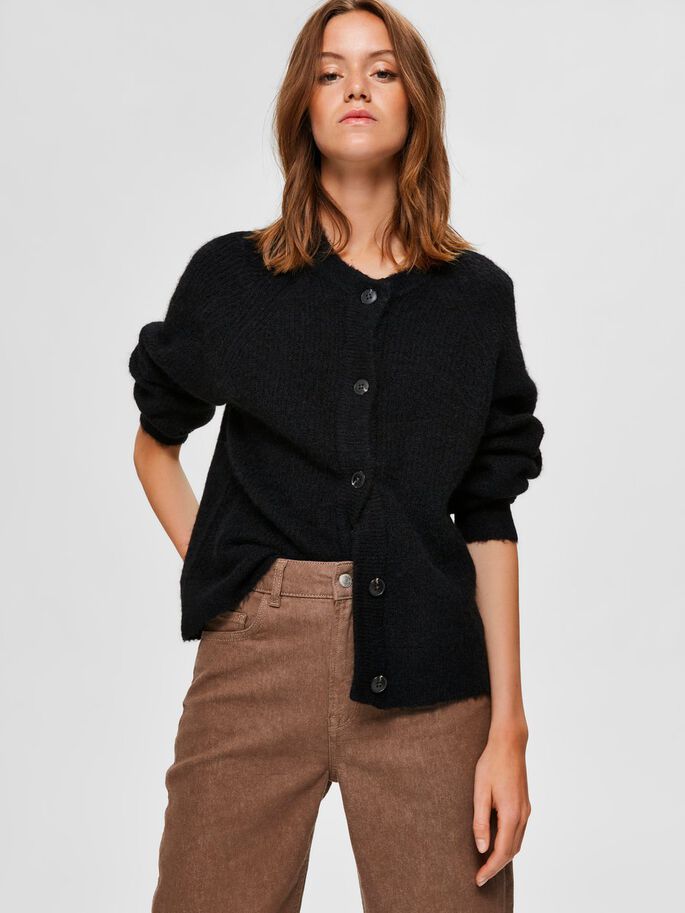 SLFLULU LS KNIT SHORT CARDIGAN NOOS (BLACK) - D.O Design Only