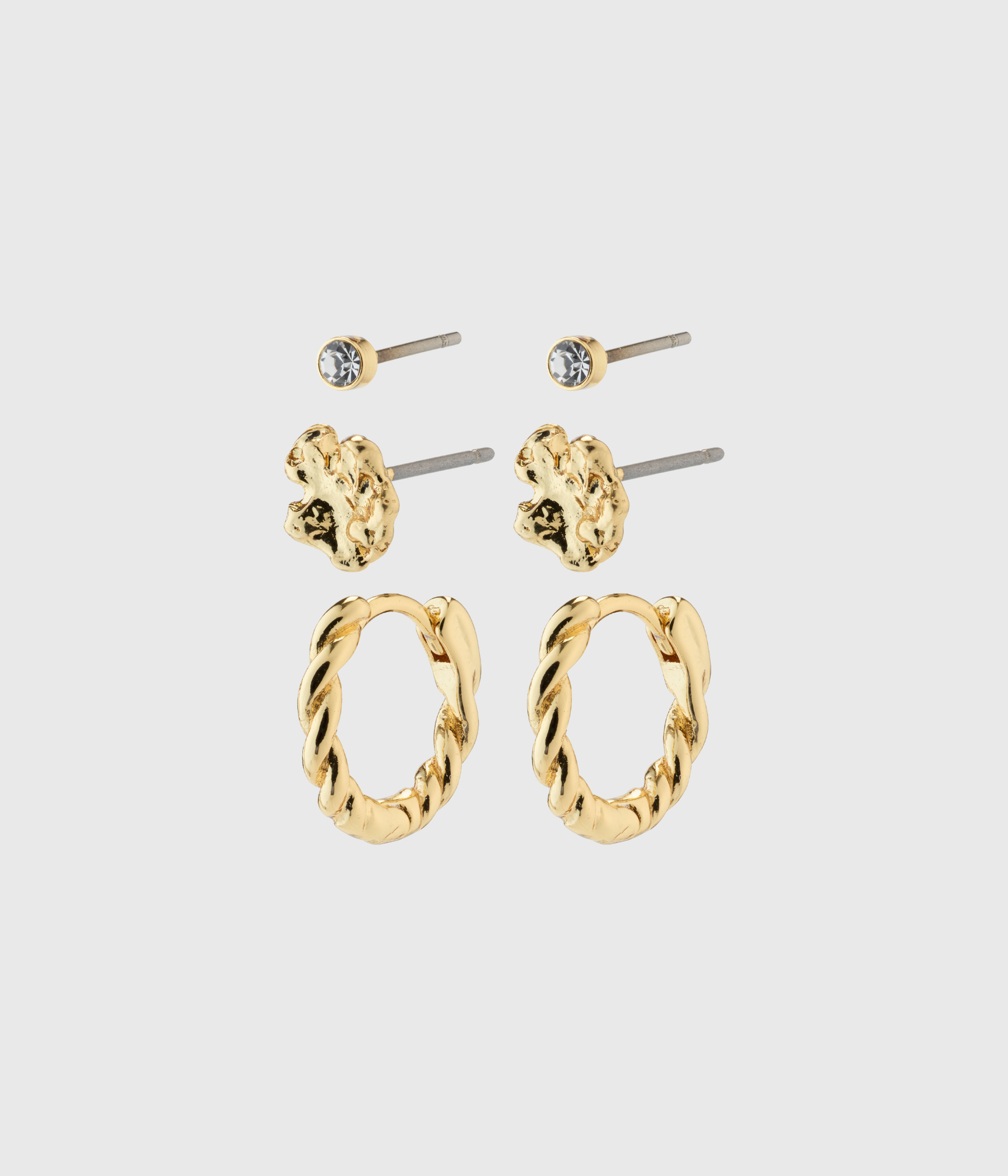 EMANUELLE Recycled Earrings 3-In-1 Set Gold-Plated (Gold Plated)