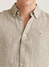 Douglas Linen Herringbone BD Shirt (76 Olive)